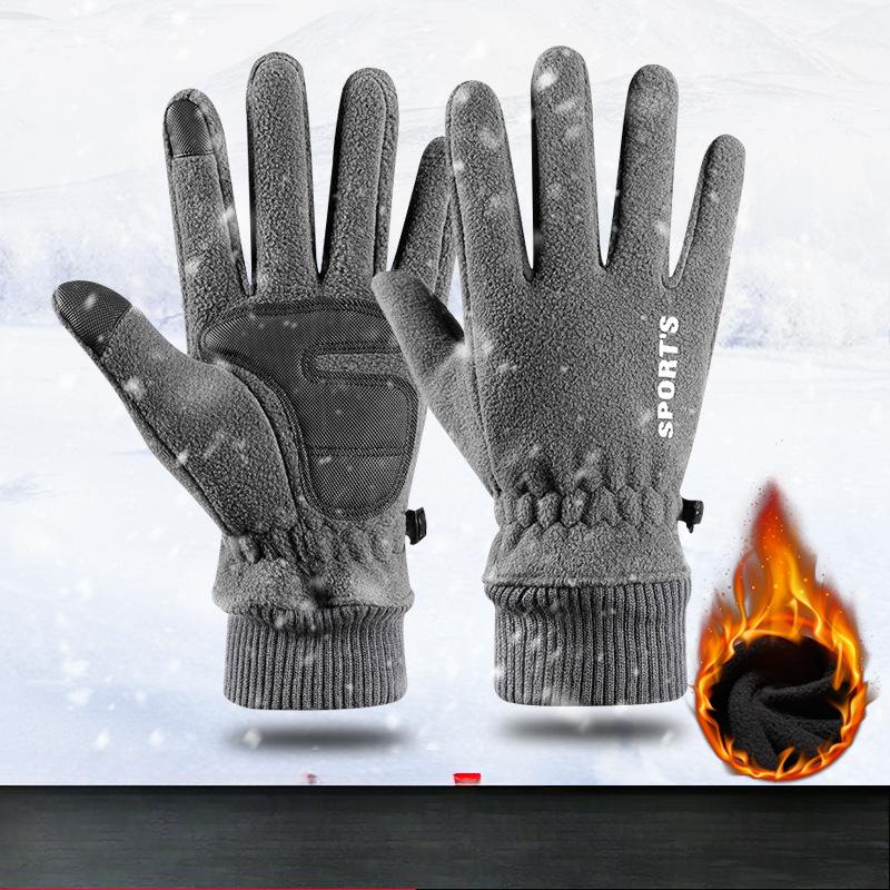 Autumn and Winter Sports Fleece Warm Gloves for Men and Women Touch Screen Bicycle Riding Cold Proof Outdoor Gloves