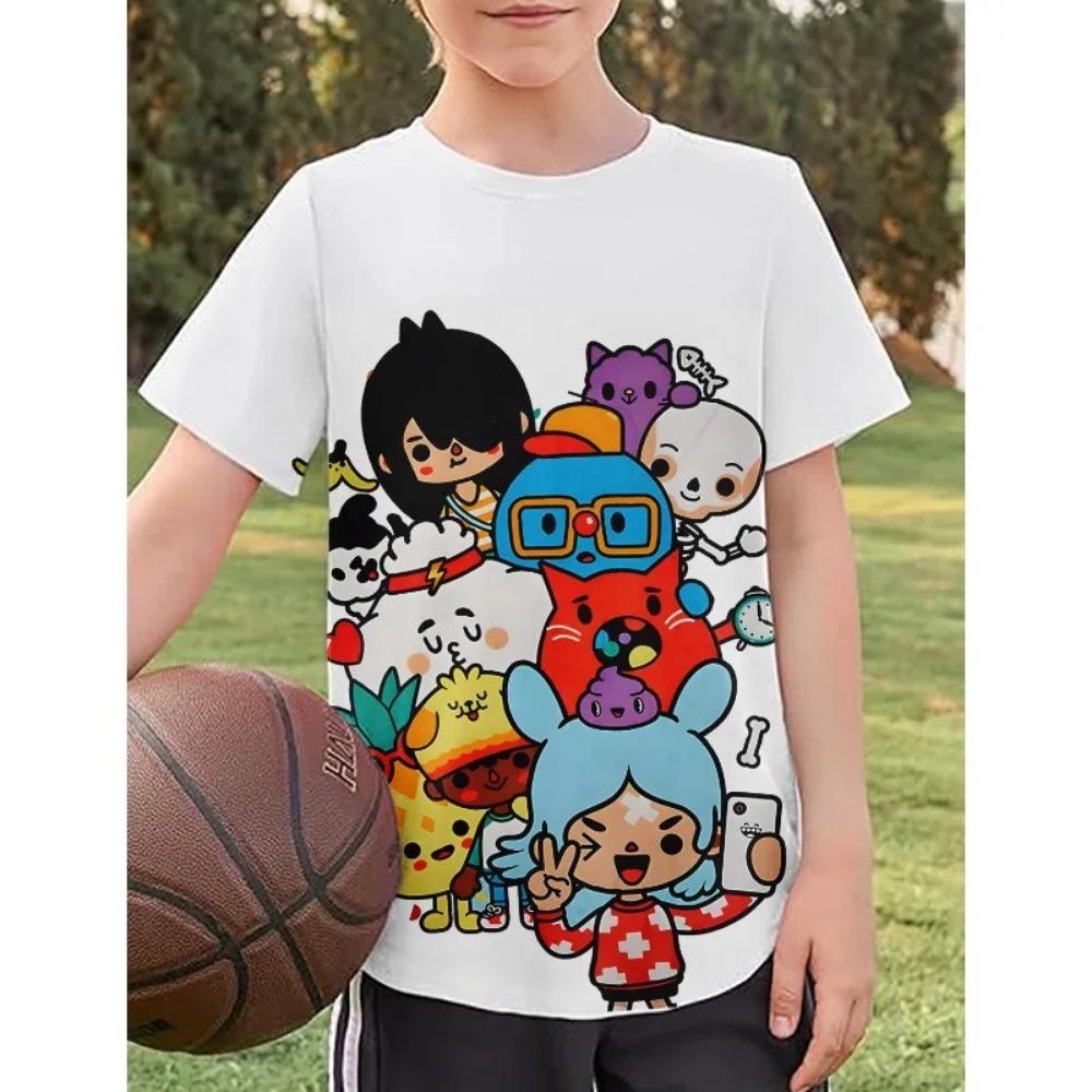 Summer Cartoon Print Toca Life World Kids T Shirts New Style Fashion Christma 3DCartoon Print Childrens Clothing Crewneck Tees Kids 3D Print Clothing