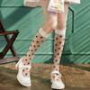 Crystal Glass Silk See Through Long Socks for Women Elegant Sweet Strawberry Pattern Ultrathin Knee Highs Stockings