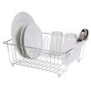 Small Wire Dish Rack Kitchen Organizer with Cutlery Cup Compact Dish Drainer Stainless Steel Countertop Drying and Storage