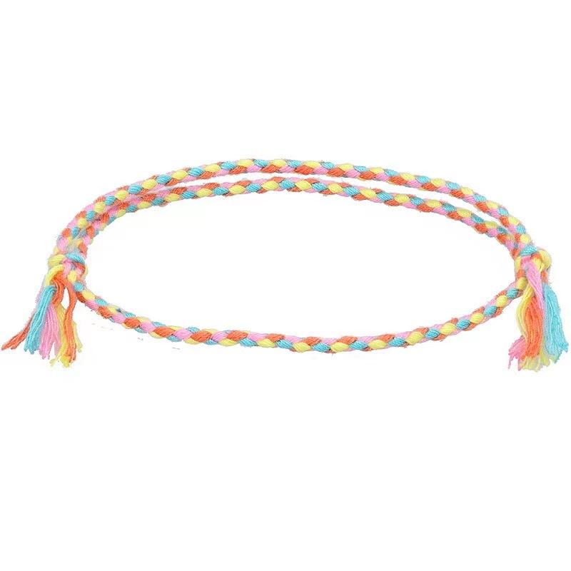 Boho Four Strand Color Handmade Waterproof Woven Thread Wrap Bracelet Simple Rope Knot Bracelet Friendship Bracelets