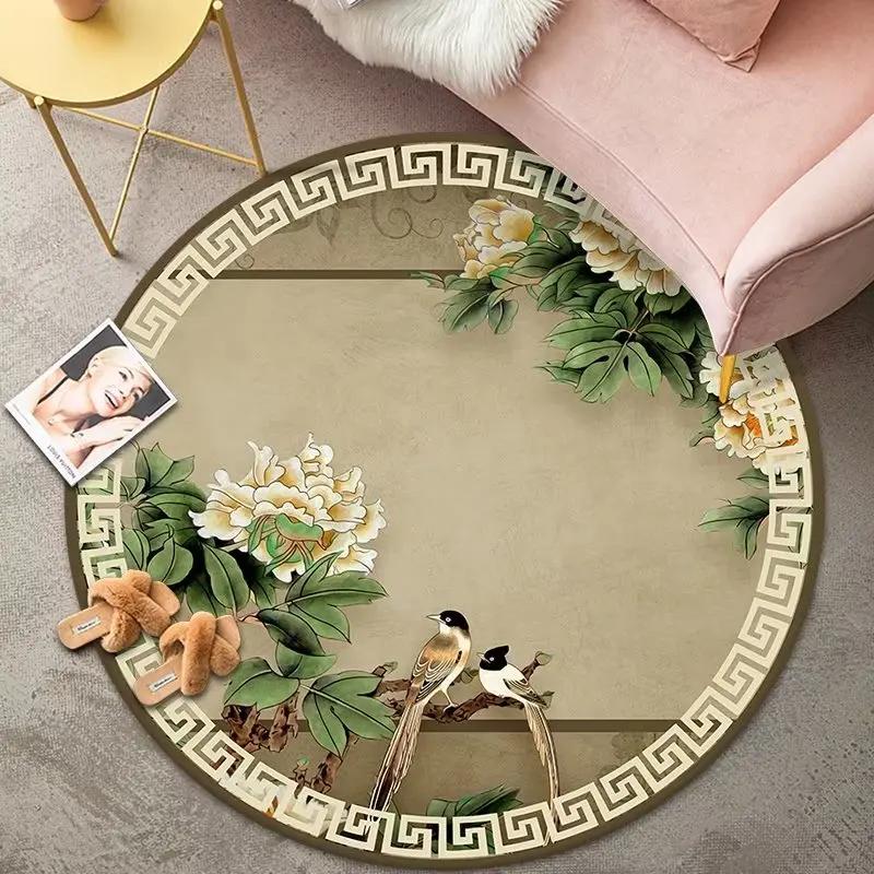 Luxury Classical Round Living Room Rug Simple Black White Bedroom Carpet Toilet Washroom Decoration Rugs Comfortable Floor Mats