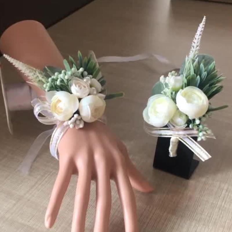 Flowers Corsage Pin Buttonhole Men Wedding Bracelet Bridesmaid Wedding Buttonhole Witness Corsage