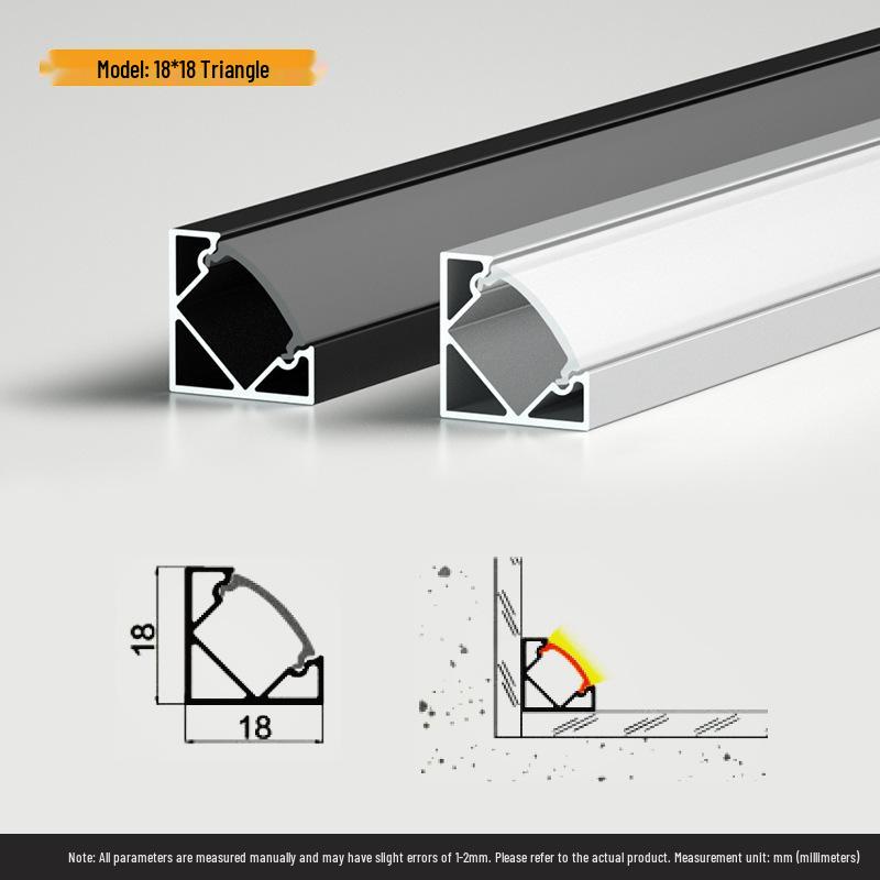 Dreieckiger V-förmiger LED-Lichtkanal, 45° Winkel, Hohe Helligkeit, Kein Nuten erforderlich, Lineare Seitenlichtquelle aus Aluminium.