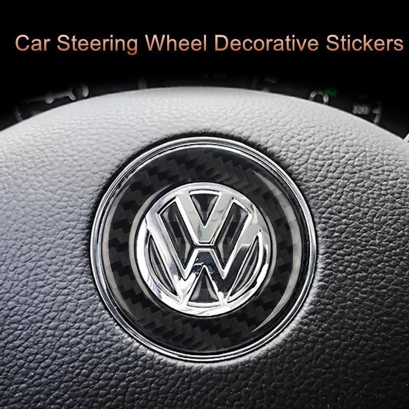 FD06-Valve Stems Caps New Carbon Fiber Car Steering Wheel Sticker Decorative Stickers For VW Volkswagen Golf 6 7 Polo CC Tiguan Passa