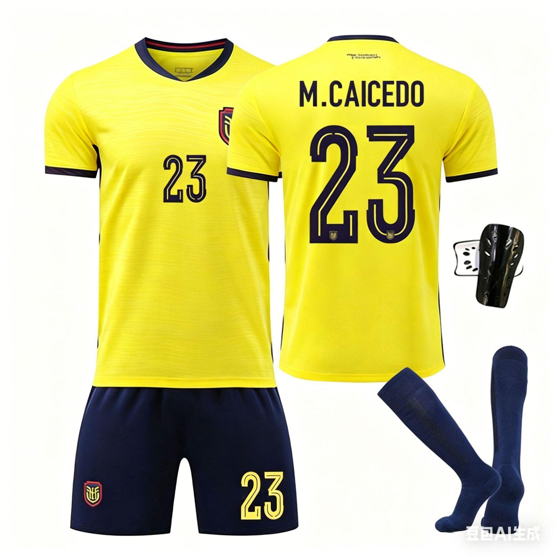 WK Ecuador Thuisshirt Voetbalset Nr. 10 Pais Jersey, Heren 26