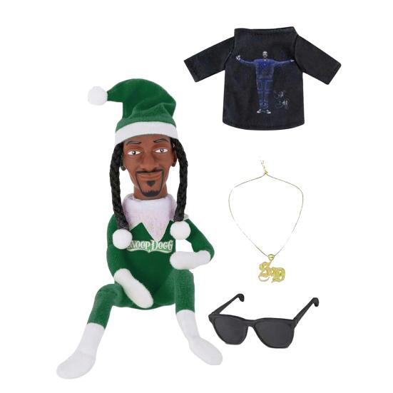 Snoop Elf on The Stool Funny Hip Hop Doll Christmas Ornaments Plush Doll Toy Collectible Home Decoration