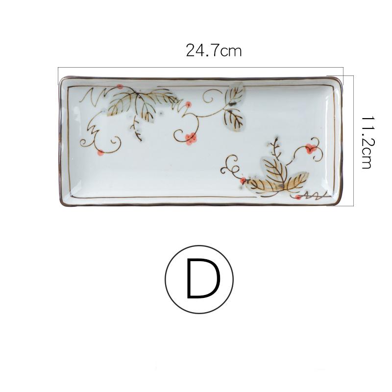 9.7 Inch Japanese Sushi Plate Ceramic Dinner Serving Plate Flower Fruit Dessert Tray Rectangle Dinner Dishes Microwave Safe Quality
