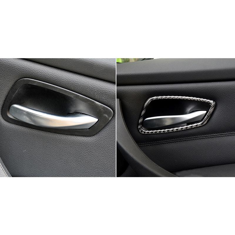 For BMW E90 E92 E93 3 Series 2005-2012 Real Carbon Fiber 2Pcs/Set Car Interior Door Handle Cover Decal Decorative