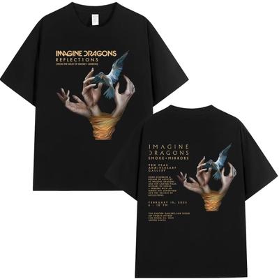 Camiseta de Música del Álbum de Rock Imagine Dragons Moda Hip Hop Camiseta Unisex Mujer Algodón Comodidad Manga Corta Camisetas Streetwear