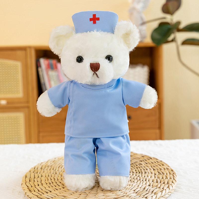 30cm Cute Soft Nurse Teddy Bear Plush Stuffed Doll Pink Uniform White Angel Nurse Little Bear Doll Doctor Little Bear Toy Gift