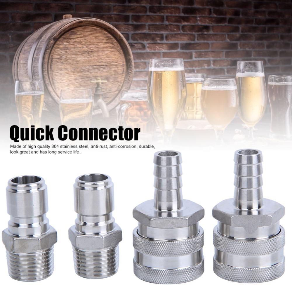 4 pcs Stainless Steel Quick Connector Adapter Quick Connect Design Brewing Fitting Kit  Homebrewing