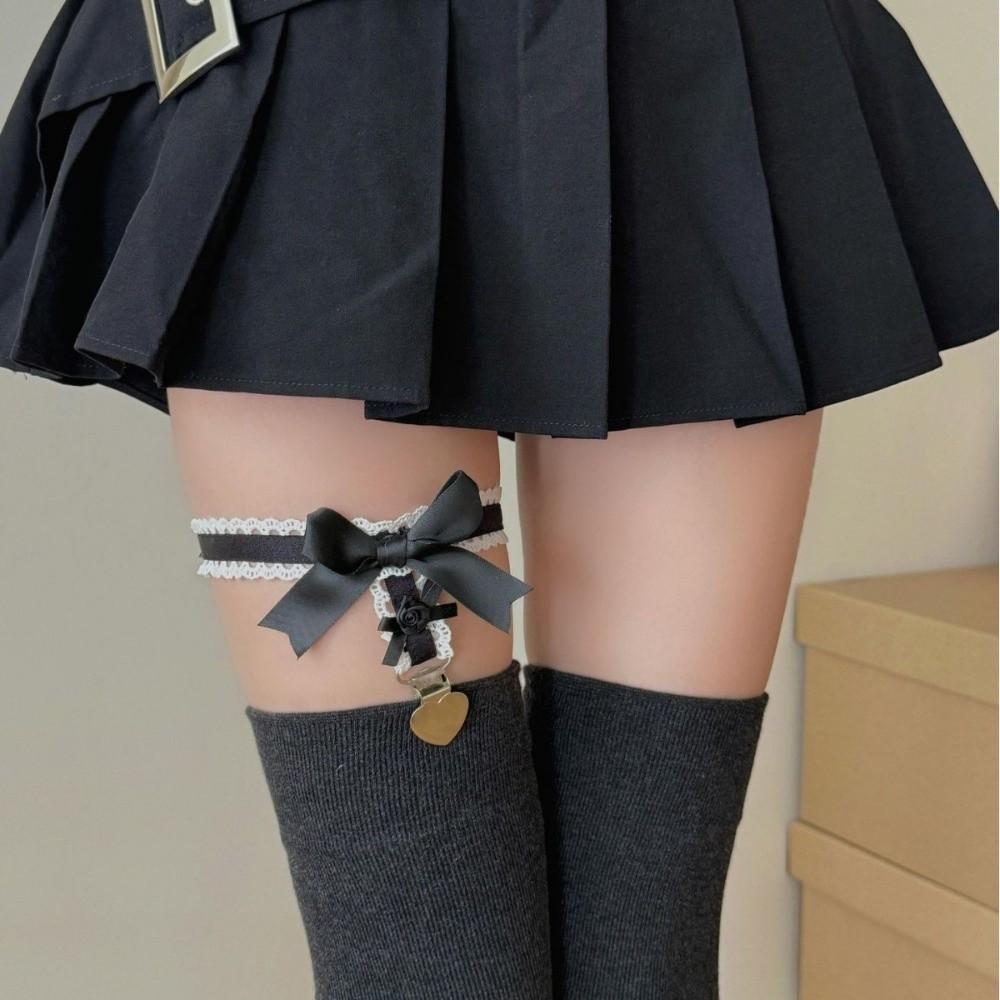 Floral Lolita Leg Rings Lace Garter Belt Fashion Suspender Stockings Clip  JK Accessory