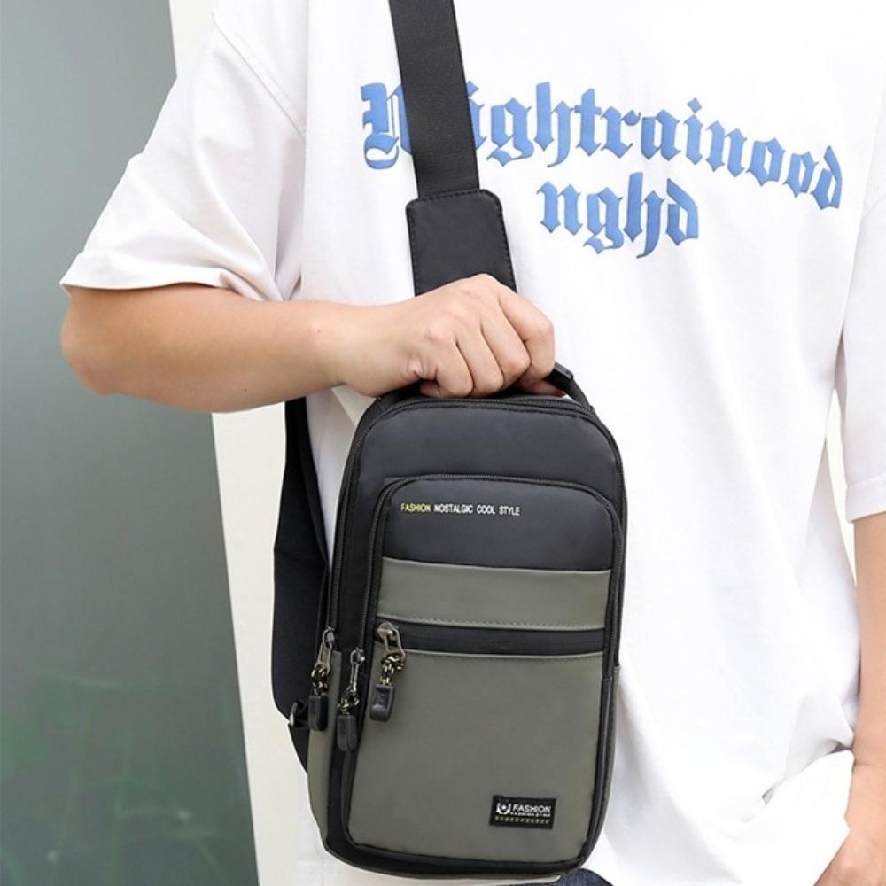 Multifunctional Crossbody Bag Large Capacity Sports Shoulder Bag Fashion Men's Chest Bag Male