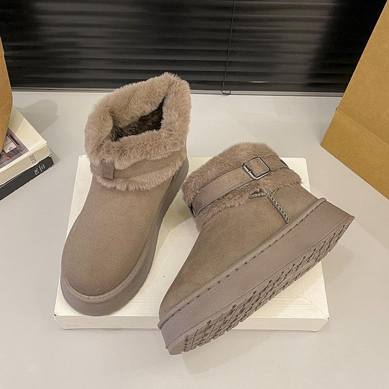 Módní dámské sněhule Zimní Nové Plyšové Zateplené Protiskluzové Bavlněné Boty Pohodlné Módní S Přezkou Zvýšení Výšky Krátké Boty