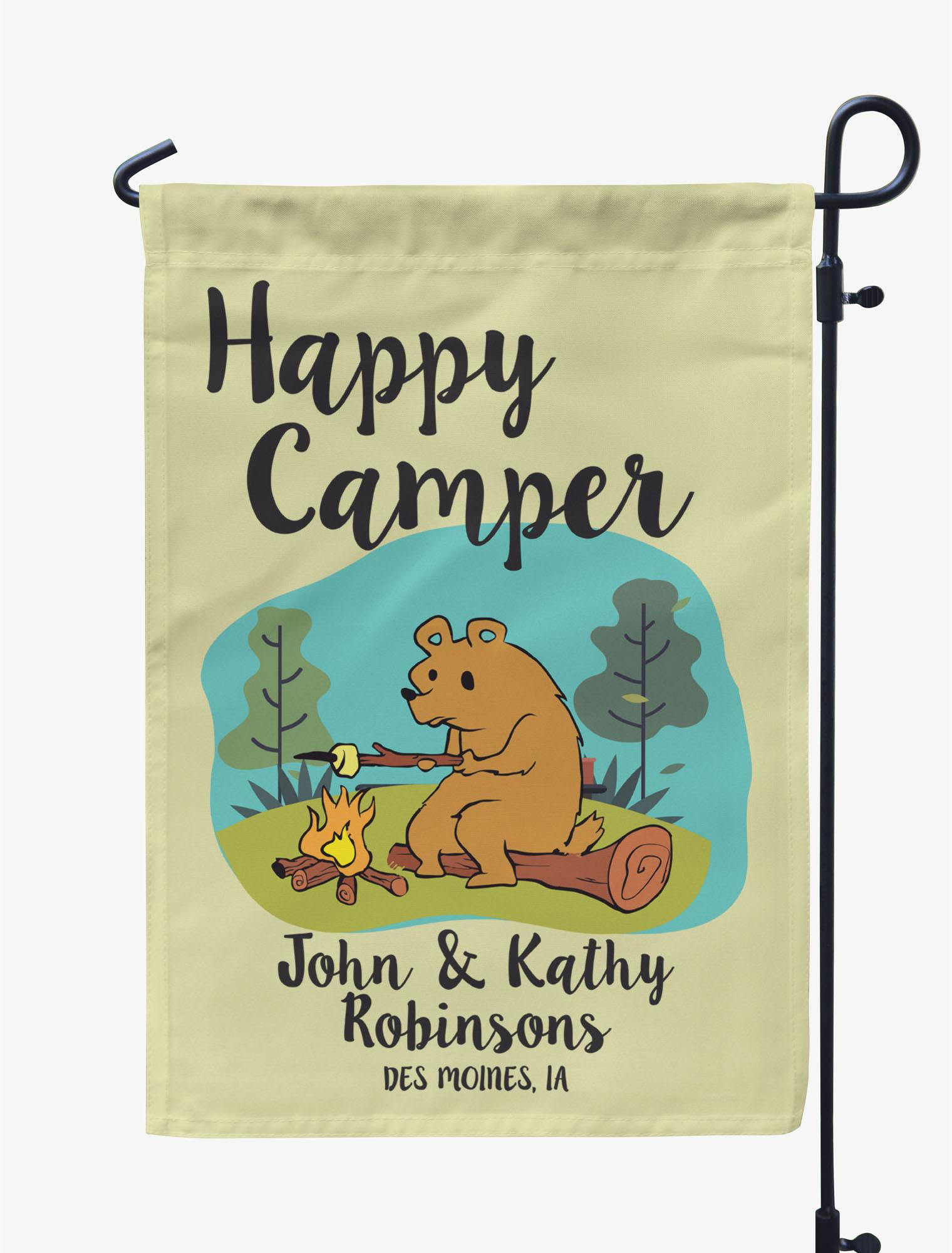 

Printtoo Tan Happy Camper Garden Summer Personalized CampingA FlagsA For Campers Double Sided CampsiteA FlagA Outdoor 12.5 x 18 Inches дубильная кора