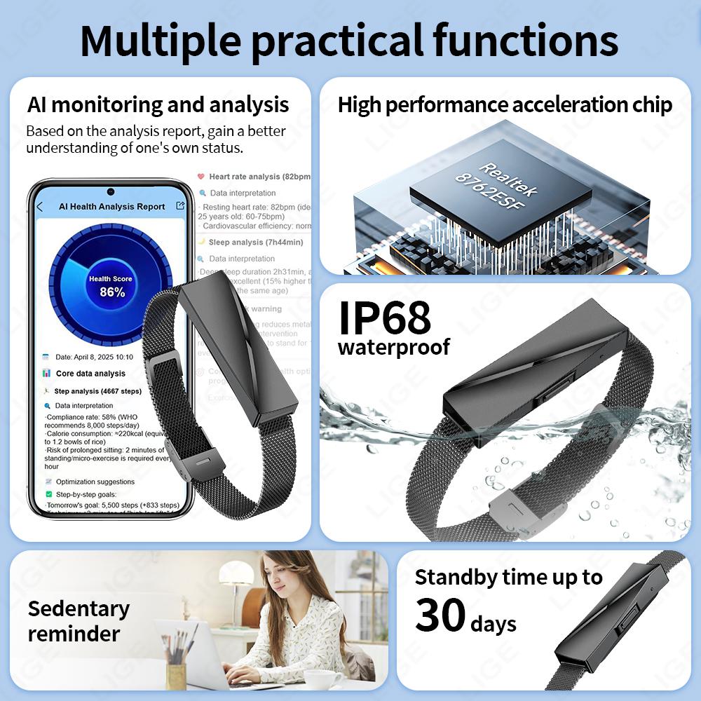 Smart Bracelet Women Smartwatch Men Heart Rate Blood Oxygen Waterproof Sport Smart Band Watch For Android IOS Ladies Gift