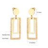 Geometric Stud Earrings Round Triangle Fringed Earrings Stainless Steel Plated 18K Gold Earrings