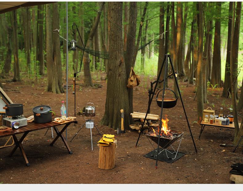 Large Outdoor Stainless Steel Folding Barbecue Grill and Fire Pit for Camping and Picnics