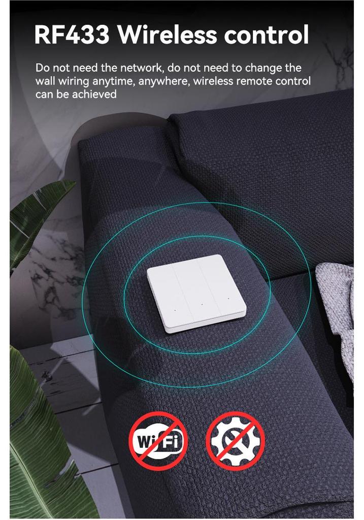 Compact WiFi + RF433 Smart Switch: Tuya Voice-Controlled Flush Mount Timer Switch