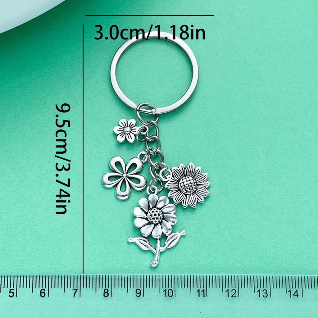 1pc New Fashion Sunflower Keychain, Alloy Metal Key Ring, Jewelry Gift For Friends