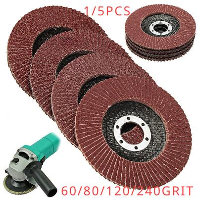 1/5 Stk. Fächerscheiben, 115 mm, 11,4 cm, Schleifscheiben mit Körnung 60, 80, 120, 240, Schleifscheiben, Winkelschleifer