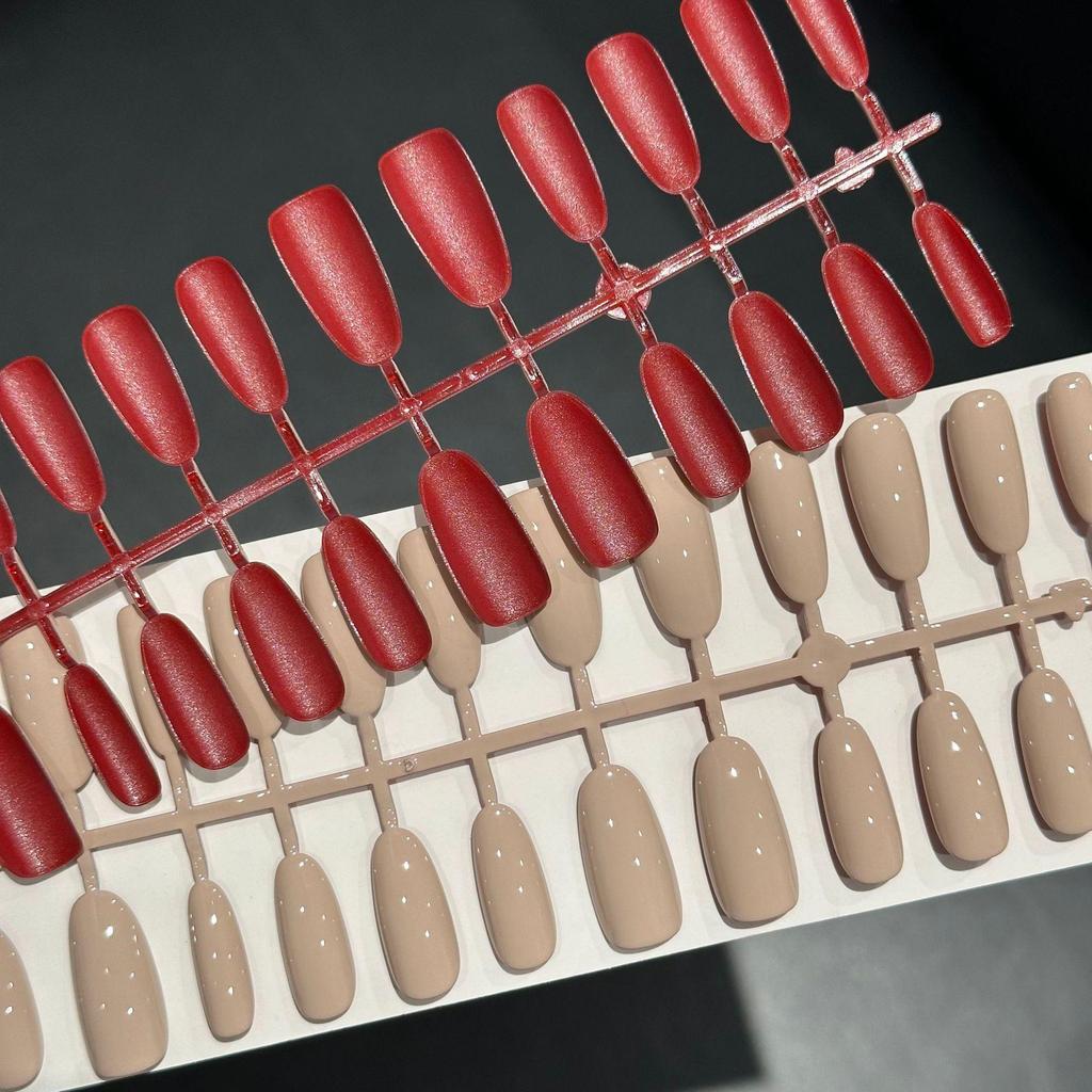 Red High Heel Pre-Made Wearable Nails - 30 Handmade Semi-Finished Skin-Brightening Nail Art Stickers