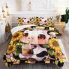 Abstract Cow Print Soft Duvet Cover Quen Sized Dimensions for Young Boys Young Girls Bedrom, Pink Cow Silhouete Beding Set,Animal Themed Warm