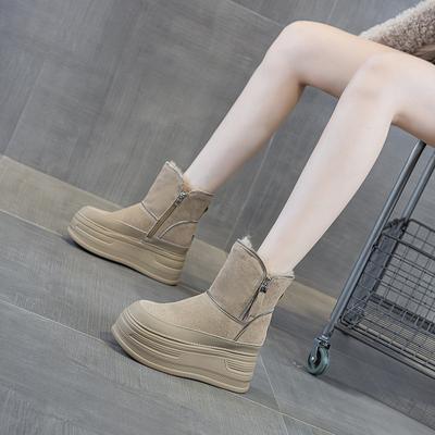 Snow Boots Women's Season New Thick-soled Inner Height Increase Small Short Boots Cold-proof and Hairy Casual Warm Women's Boots