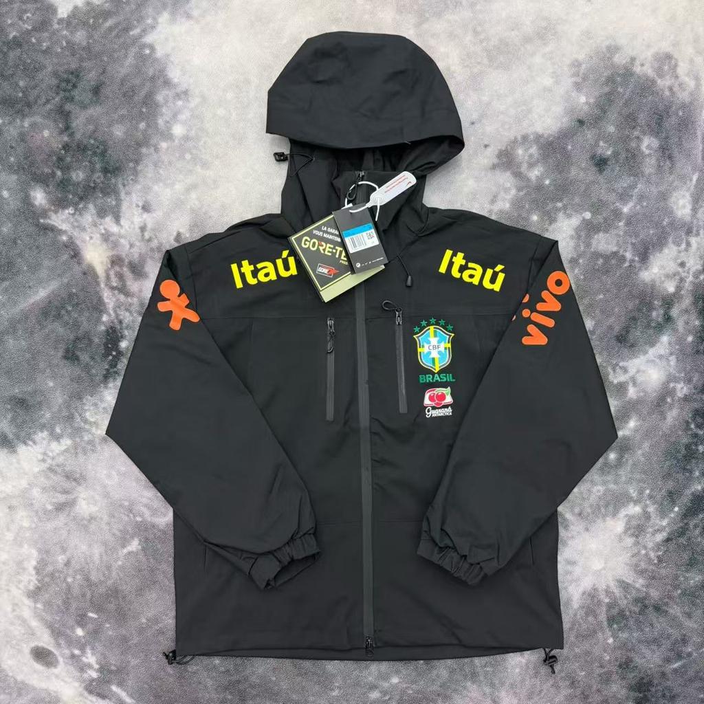 Brasilien lädt Neymar mit den gleichen Fußball-Halbzug-Trainingsanzügen für Herren und Damen, Trenchcoats mit Fleece und dünnen Kapuzenjacken auf