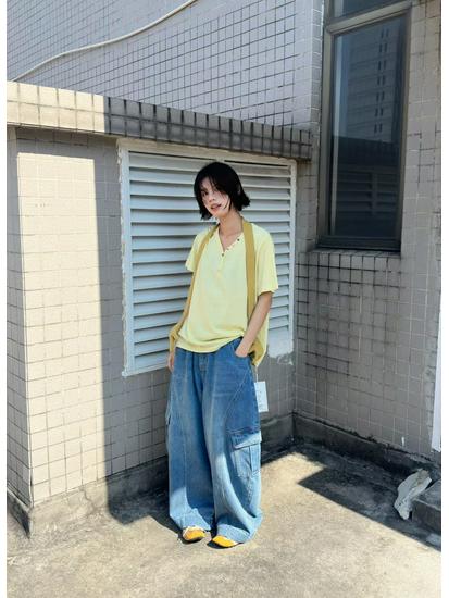 Muqie Women s Spring Korean Style Plus Size Wide-Leg Denim Pants A5761 Medium