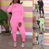 Omen Fashion Camicia Blusa Manica Lunga Pantaloni a Sigaretta a Vita Alta Completo