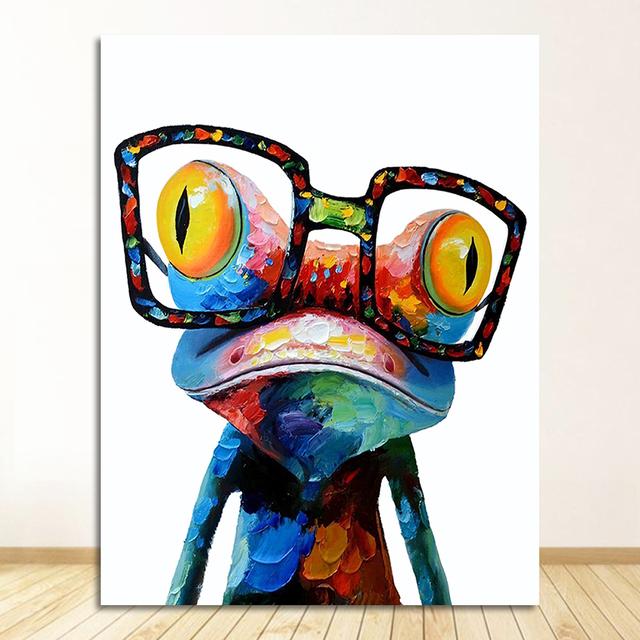 Paintings Abstract Animals Posters and Prints On Canvas Wall Art Picture for Living Room Decor Cute Frog Graffiti Art Canvas