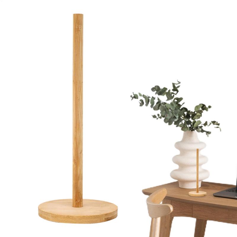 Bamboo Paper Towel Holder Kitchen Dining Room Vertical Wooden Paper Roll Organizer Cling Film Holder Lazy Rag Holder