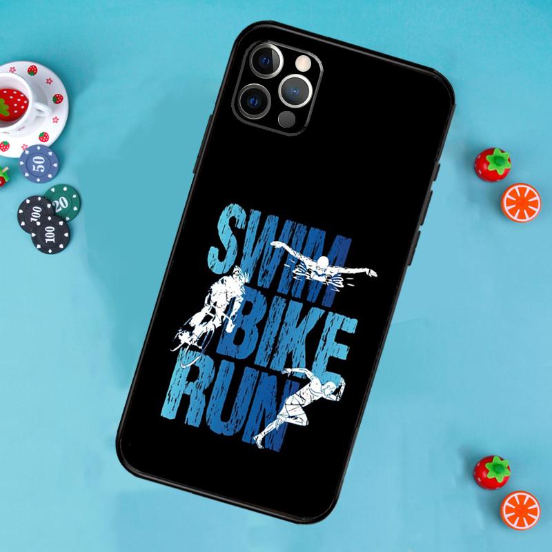 Triathlon Tri Life Swim Bike Run Case For iPhone 16 15 14 Pro Max 14 Plus 11 12 13 Pro Max Mini X XR XS Back Cover