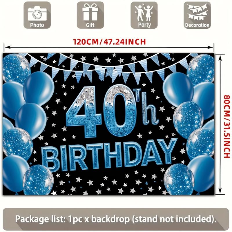 2D Flat Style, [Party Banner] 2D Flat Banner, 1 Shiny Blue 40th Birthday Balloon Star