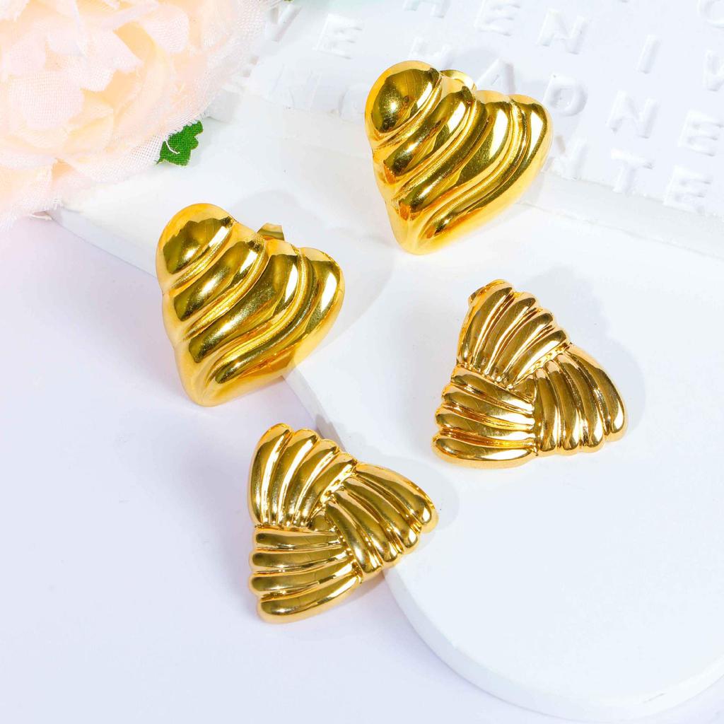 European-American Titanium Steel Gold Triangle Earrings: High-End, Unique, Stainless Steel Design.