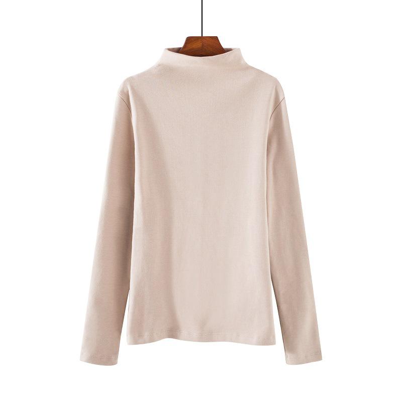 Women's Slim White Long-Sleeve Turtleneck Shirt - Autumn 2023 Collection