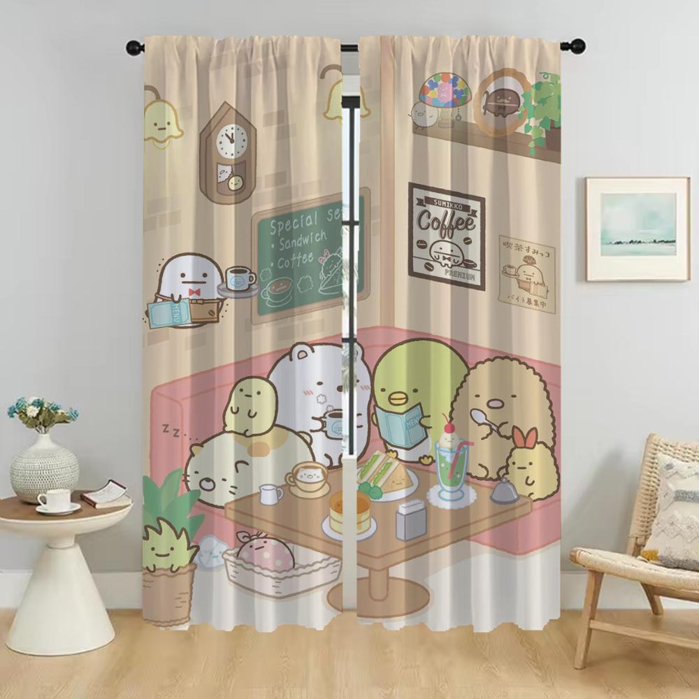 Sumikko Gurashi Shades Curtains for Living Room Curtain for Room 2 Panel Partition Home Interior Curtains Halloween Decoration