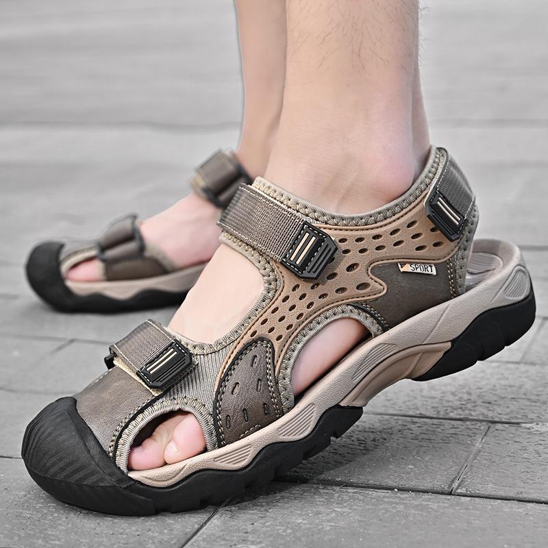 WAERTA New Fashion Summer Leisure Men Shoes Beach Sandals High Quality Genuine Leather Sandals Soft Men Sandals Large Size 38-46