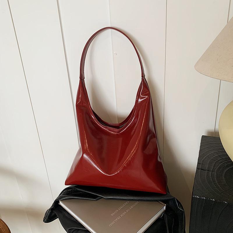 

Fashionable Large Capacity Bucket Bag For Women Stylish Solid Color Tote Handbag StyleD