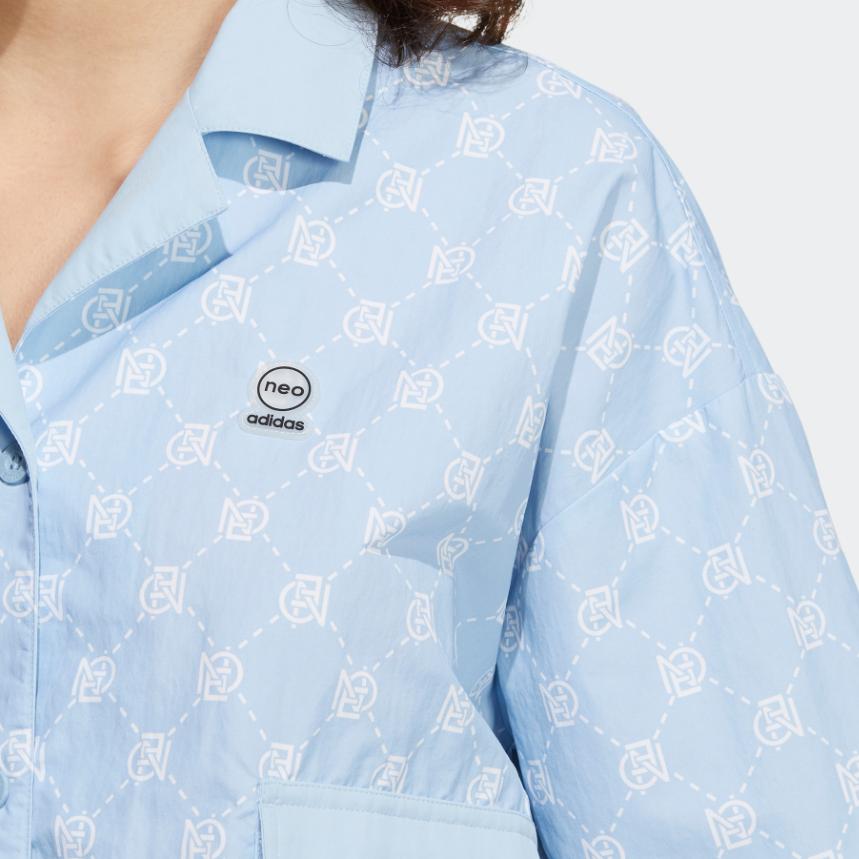 Adidas Neo Patterned Casual Short Sleeve Shirt Women Tops Pink Blue IB5841