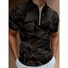 Men'S Polo Shirt Men'S Casual Short Sleeve Lapel T-Shirt 3D Printed Short Sleeve Zipper Polo