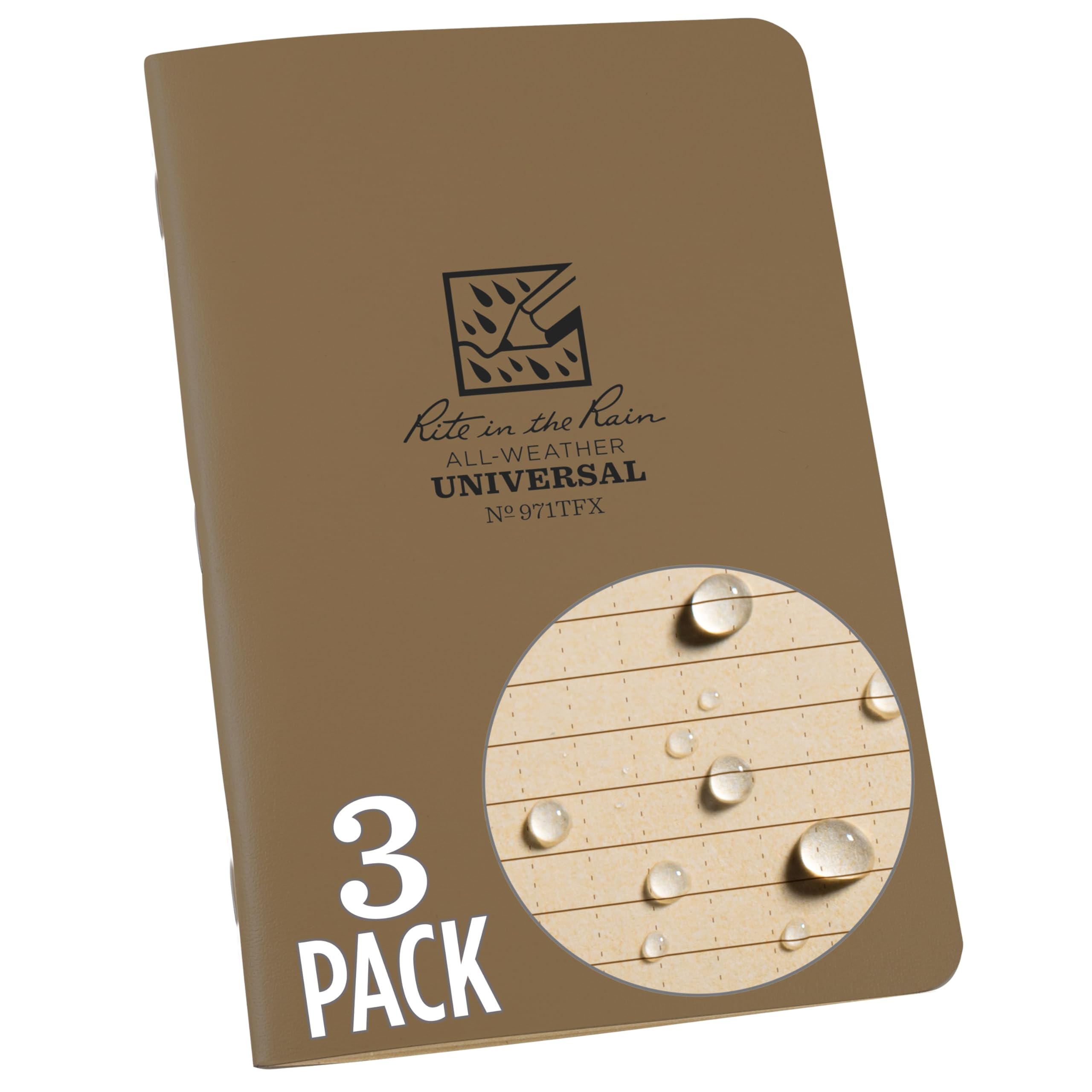 

Rite in the Rain Waterproof Stapled Notebooks 4 3 Pack Beige 971TFXL 5/8 x7