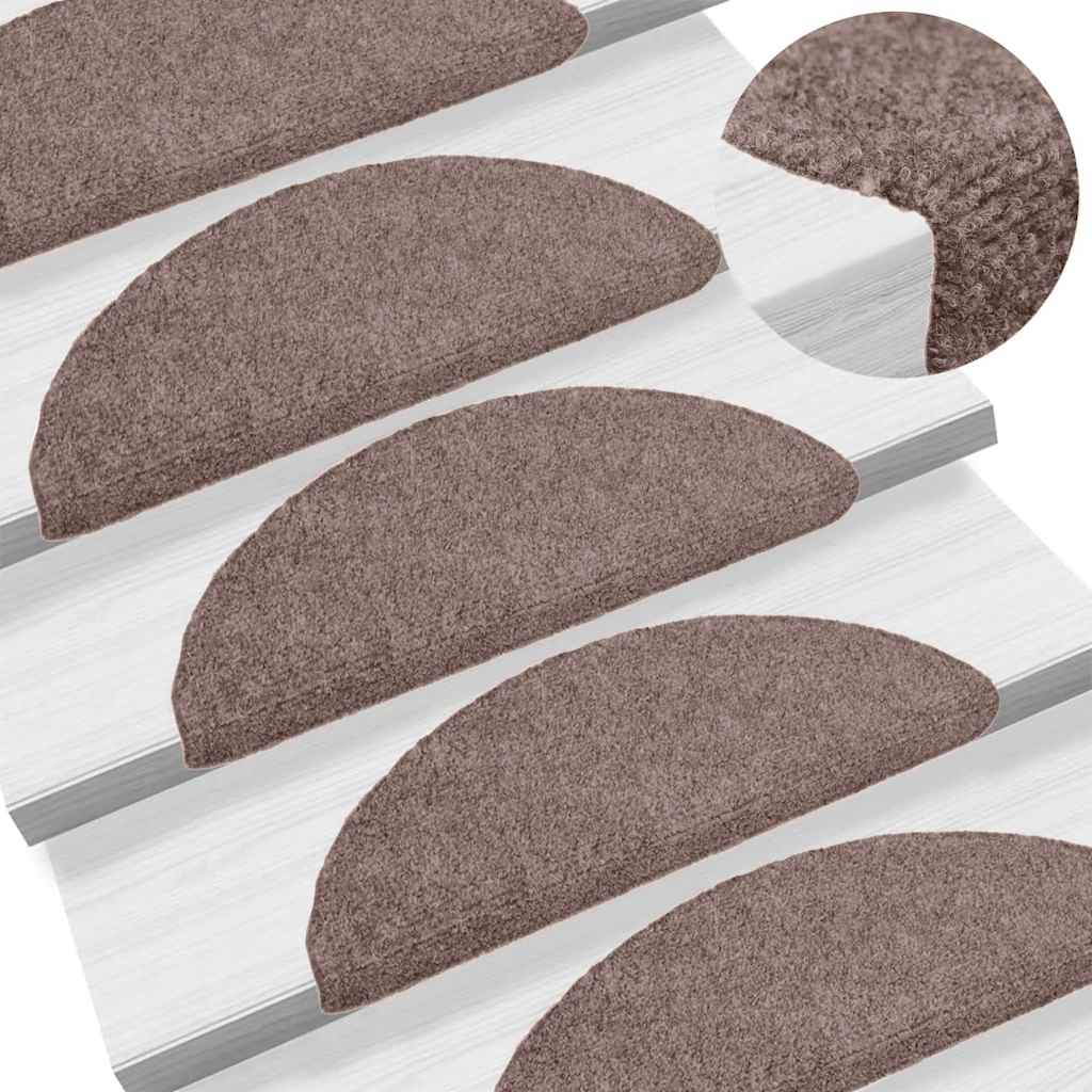 Self Adhesive Stair Treads 10 pcs 56 x 17 x 3 cm Light Brown Semi Round