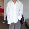Men's Oversized Long Sleeve Shirt Casual Loose Fit Button Down Top
