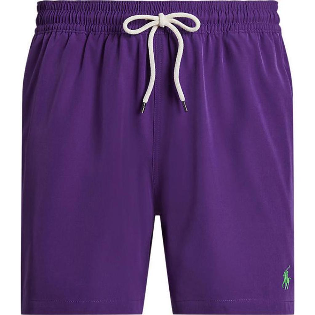 Polo Ralph Lauren Jednobarevné plavky s výšivkou poníka s rovnými nohavicemi Pánské plavky Fialové 710905989-017