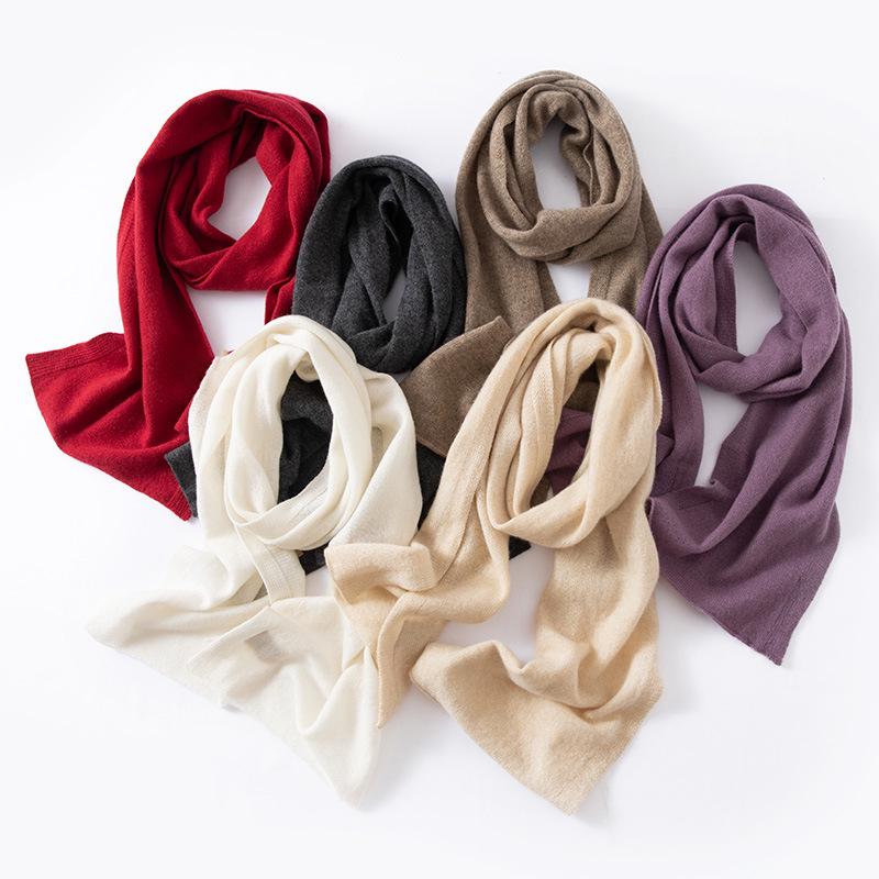 Women's 100% Pure Cashmere Solid Color Knitted Scarf