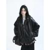 Autumn Winter Vintage Ladies Fashion Zipper Leather Jackets Long Sleeves Pure Colour Outwear Korean Aestheticism Harajuku Coats