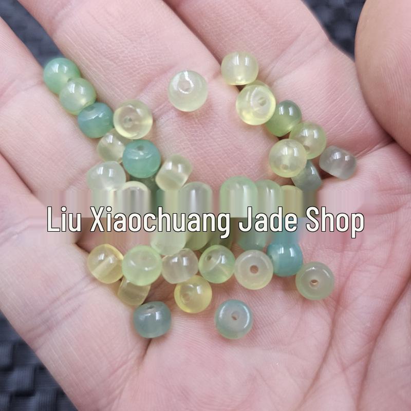 Yanyuan Agate Barrel Beads: Yellow-Green Chalcedony Jade Spacer Ornaments